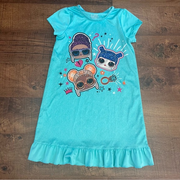 L.O.L surprise! Girls silky nightgown Sz 10 aqua multicolored - Picture 1 of 5